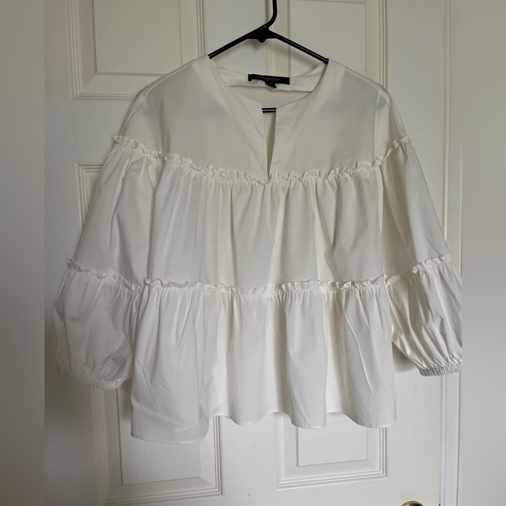 Marc New York by Andrew Marc White Ruffle Blouse – Romantic & Chic - Picture 4 of 7